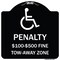 Signmission Penalty $100 $500 Fine Tow-Away Zone Heavy-Gauge Aluminum Sign, 18" x 18", BW-1818-23330 A-DES-BW-1818-23330 - alternate 1